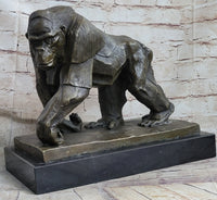 Gorilla Sculpture Bronze Metal Signed Art by Vobisova
