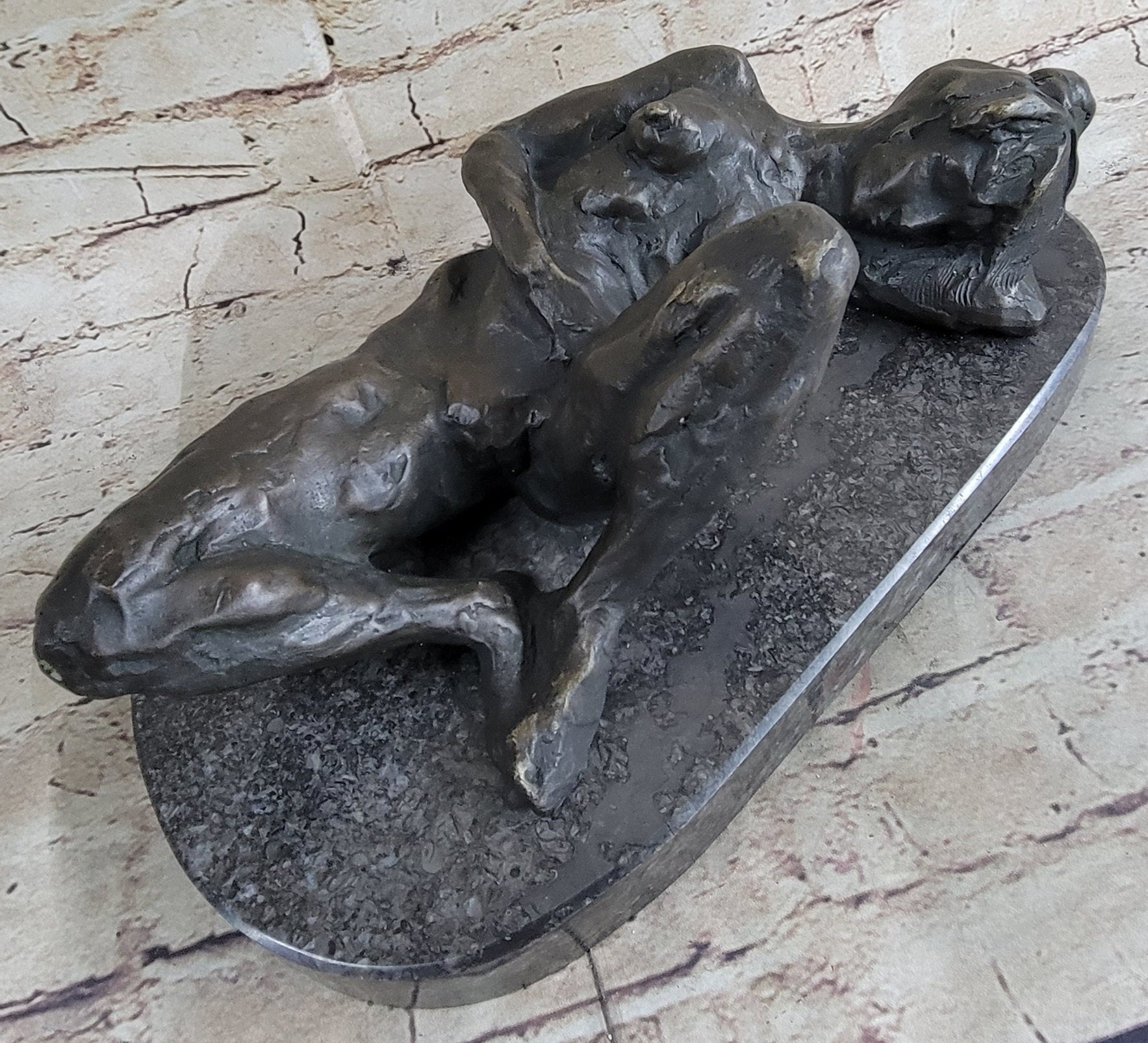 Erotic Nude Girl Touching Herself Female Figure Bronze Statue Sculpture 5" x 13"