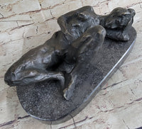 Erotic Nude Girl Touching Herself Female Figure Bronze Statue Sculpture 5" x 13"