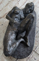 Erotic Nude Girl Touching Herself Female Figure Bronze Statue Sculpture 5" x 13"