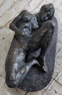 Erotic Nude Girl Touching Herself Female Figure Bronze Statue Sculpture 5" x 13"