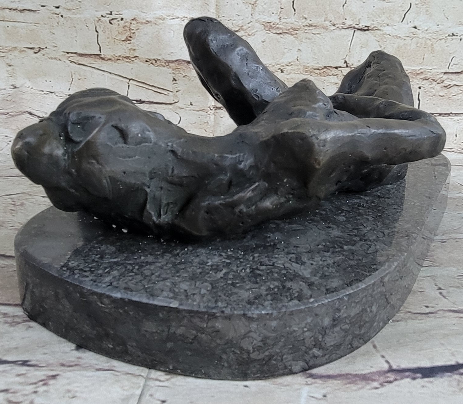 Erotic Nude Girl Touching Herself Female Figure Bronze Statue Sculpture 5" x 13"