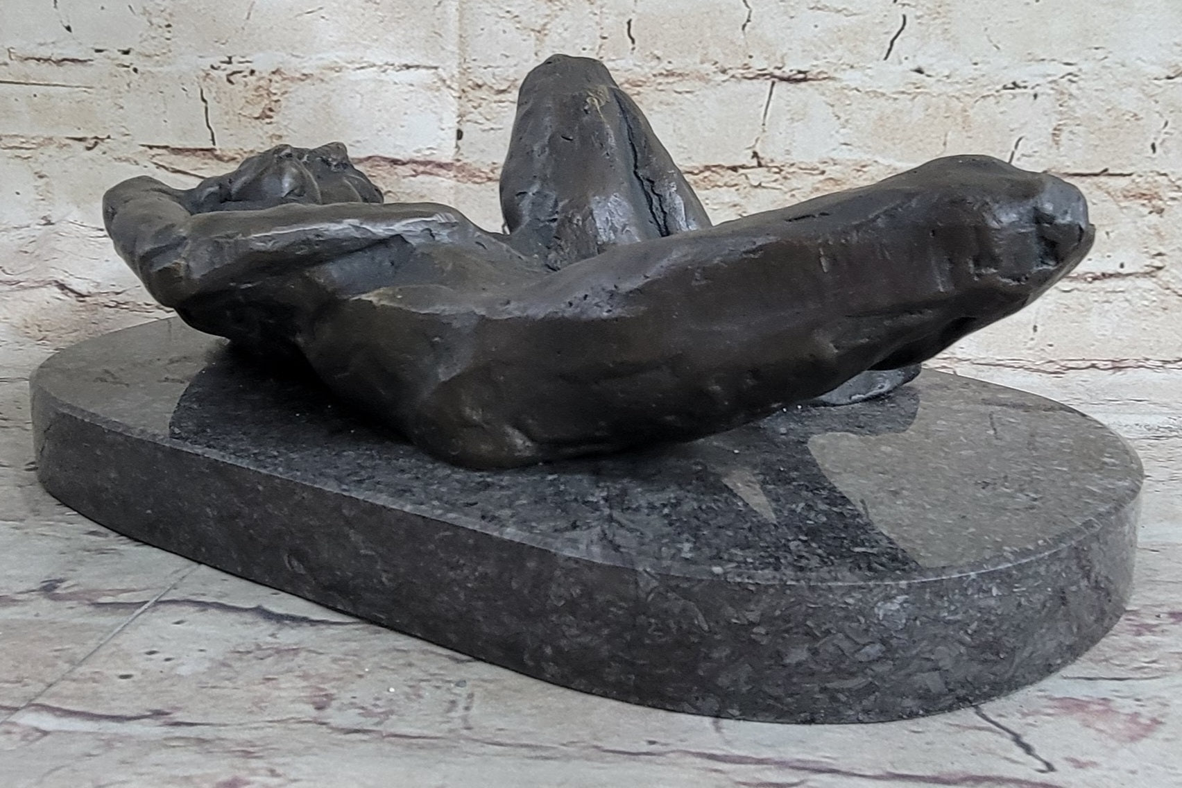 Erotic Nude Girl Touching Herself Female Figure Bronze Statue Sculpture 5" x 13"
