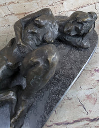 Erotic Nude Girl Touching Herself Female Figure Bronze Statue Sculpture 5" x 13"