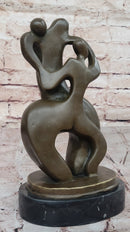 Abstract Bronze Sculpture of Embracing Figures on Marble Base