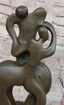 Abstract Bronze Sculpture of Embracing Figures on Marble Base