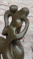 Abstract Bronze Sculpture of Embracing Figures on Marble Base