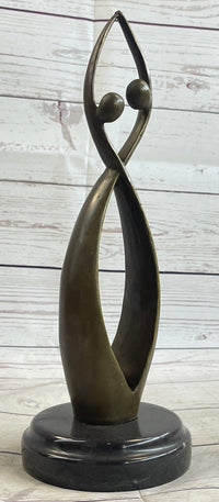 Signed Original Modern Art Two Being Bronze Sculpture Abstract