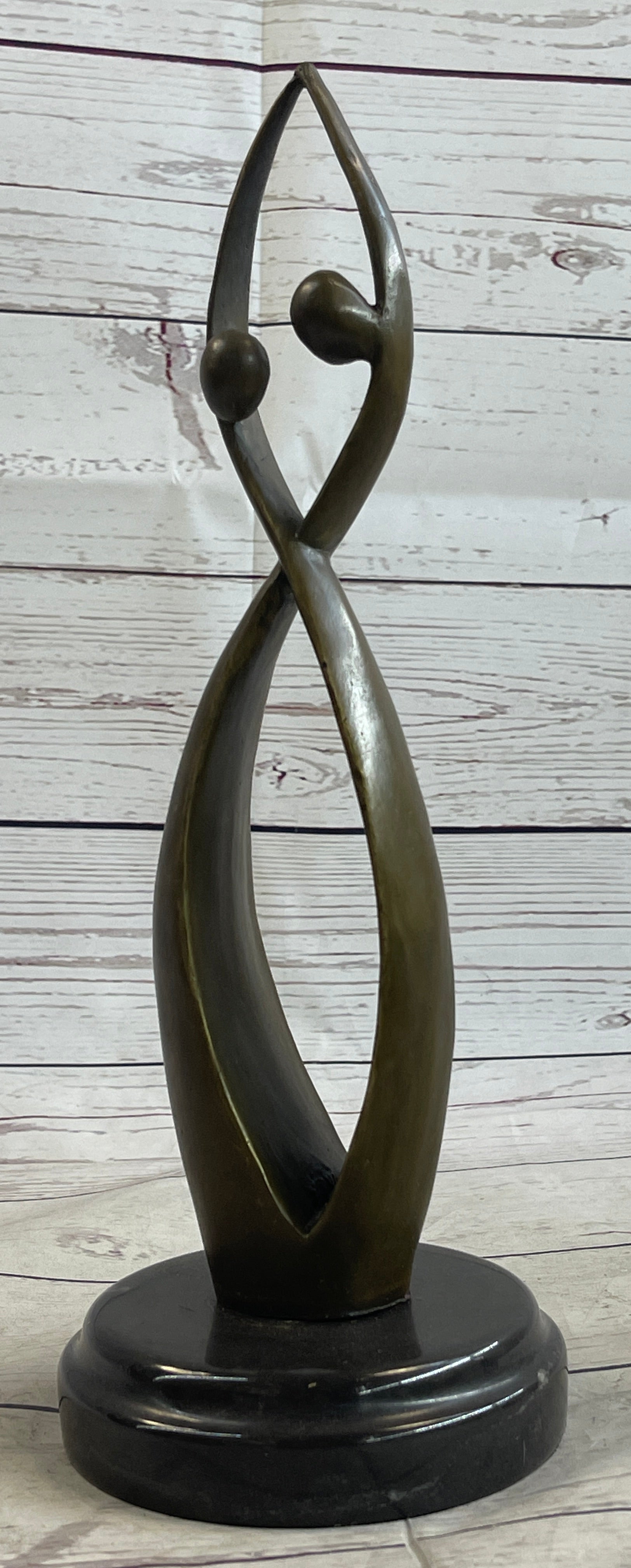 Signed Original Modern Art Two Being Bronze Sculpture Abstract