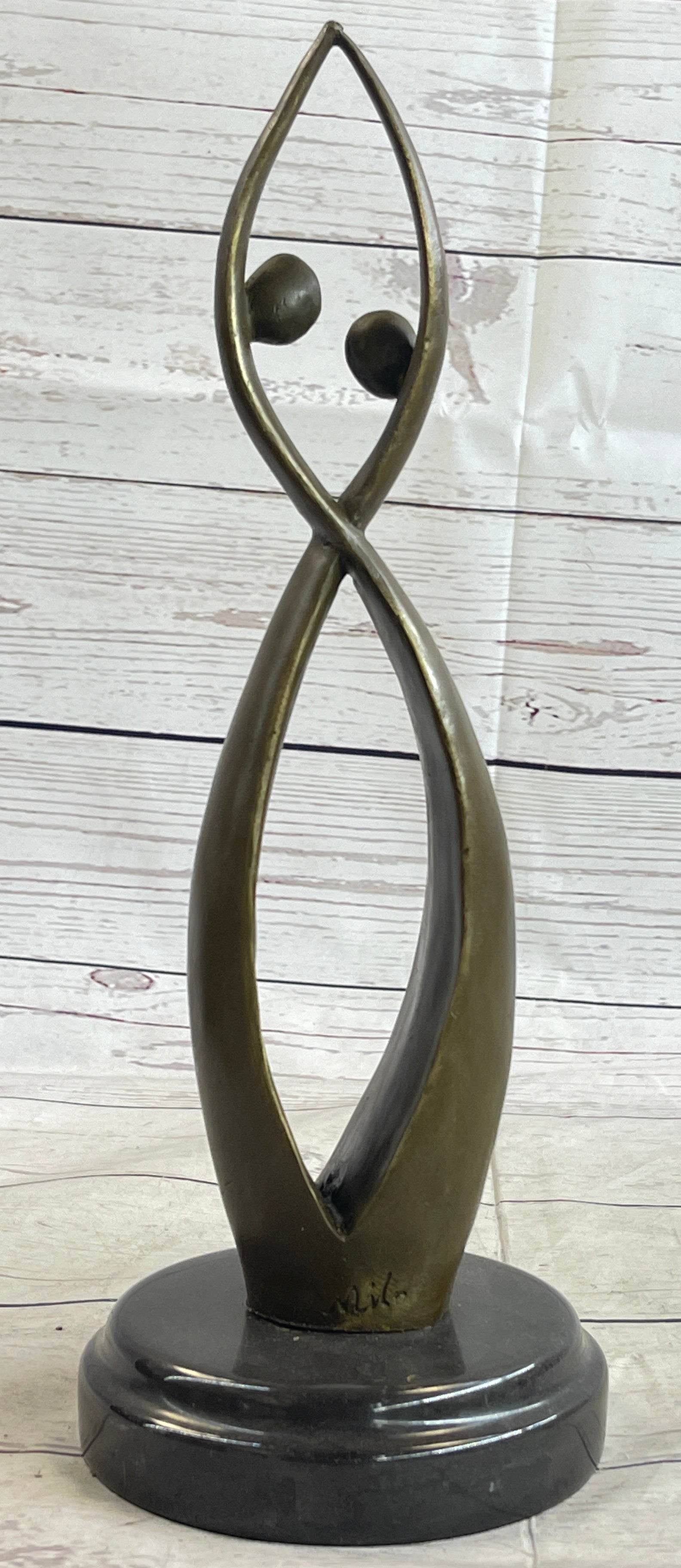 Signed Original Modern Art Two Being Bronze Sculpture Abstract