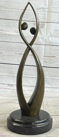 Signed Original Modern Art Two Being Bronze Sculpture Abstract