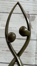 Signed Original Modern Art Two Being Bronze Sculpture Abstract