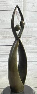 Signed Original Modern Art Two Being Bronze Sculpture Abstract