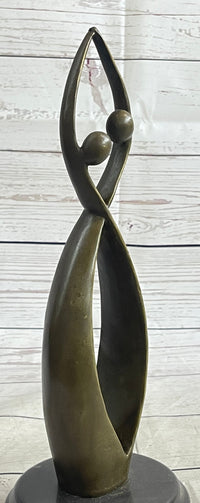 Signed Original Modern Art Two Being Bronze Sculpture Abstract