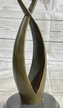 Signed Original Modern Art Two Being Bronze Sculpture Abstract