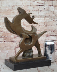 Abstract Bronze Deer – Modern Wildlife Art on Marble Base