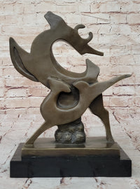 Abstract Bronze Deer – Modern Wildlife Art on Marble Base