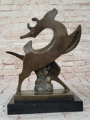 Abstract Bronze Deer – Modern Wildlife Art on Marble Base