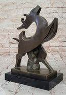 Abstract Bronze Deer – Modern Wildlife Art on Marble Base