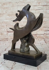 Abstract Bronze Deer – Modern Wildlife Art on Marble Base
