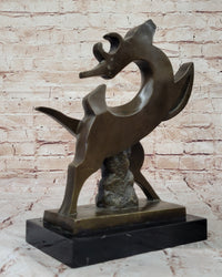 Abstract Bronze Deer – Modern Wildlife Art on Marble Base