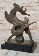 Abstract Bronze Deer – Modern Wildlife Art on Marble Base
