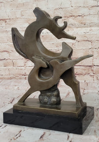 Abstract Bronze Deer – Modern Wildlife Art on Marble Base
