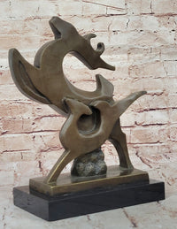 Abstract Bronze Deer – Modern Wildlife Art on Marble Base