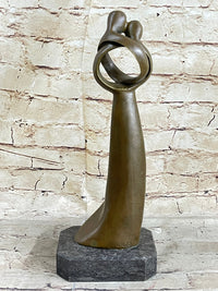 Abstract Modern Art Kissing Couple Genuine Bronze Sculpture