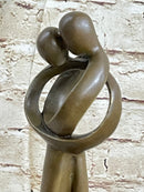 Signed Rare Milo Abstract Modern Art Kissing Couple Bronze