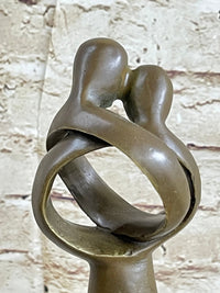 Signed Rare Milo Abstract Modern Art Kissing Couple Bronze