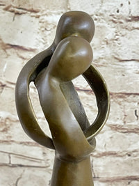 Signed Rare Milo Abstract Modern Art Kissing Couple Bronze