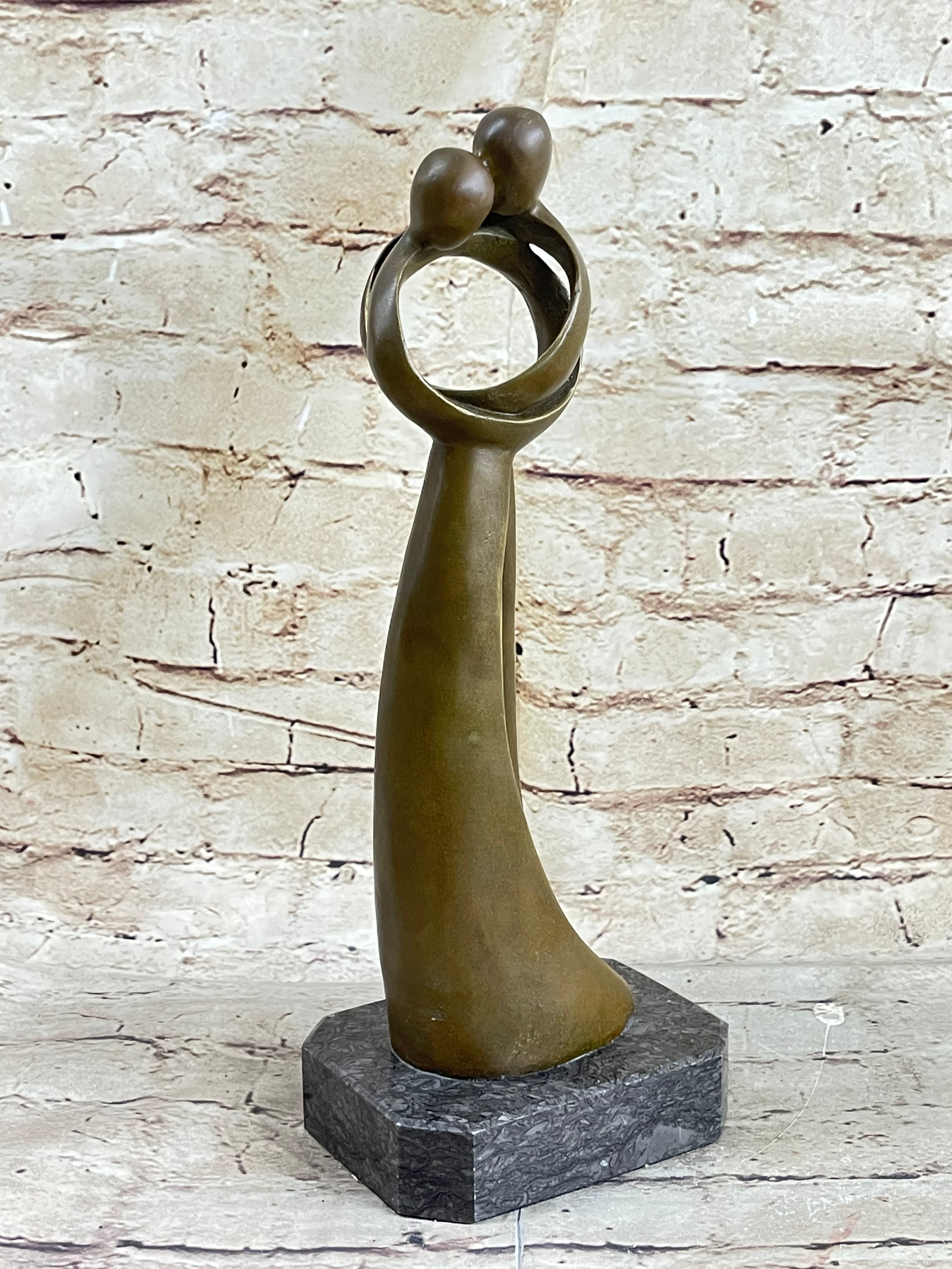 Signed Rare Milo Abstract Modern Art Kissing Couple Bronze