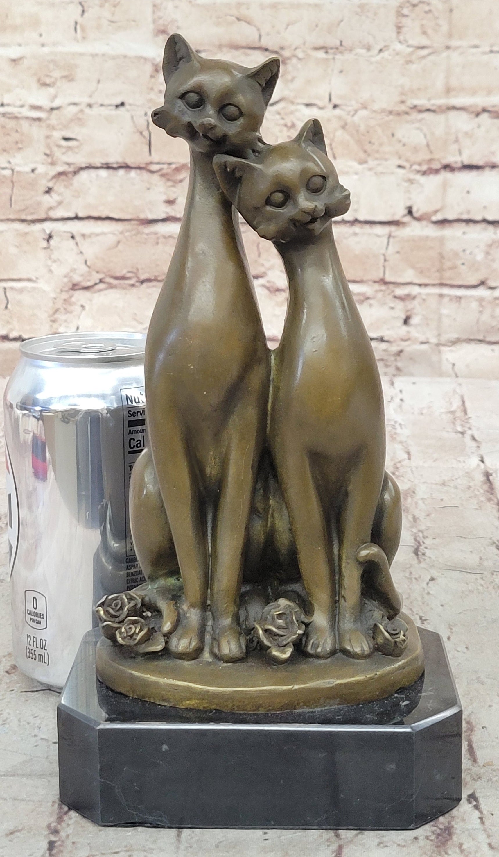 Slender Siamese Cats Kittens Bronze Sculpture 9" x 5"