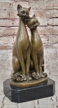 Slender Siamese Cats Kittens Bronze Sculpture 9" x 5"