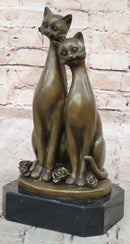 Slender Siamese Cats Kittens Bronze Sculpture 9" x 5"