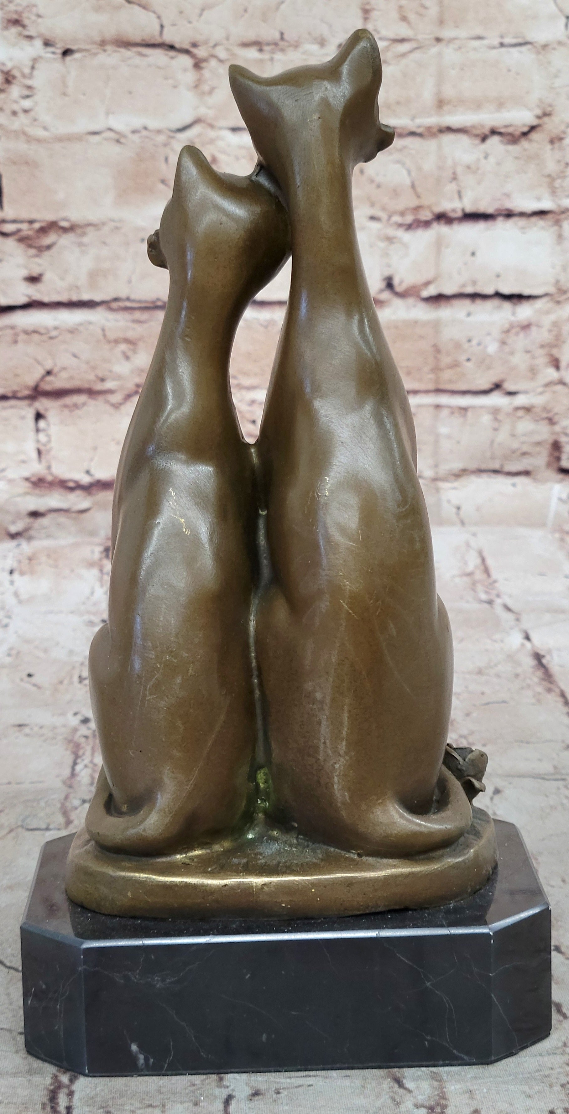Slender Siamese Cats Kittens Bronze Sculpture 9" x 5"
