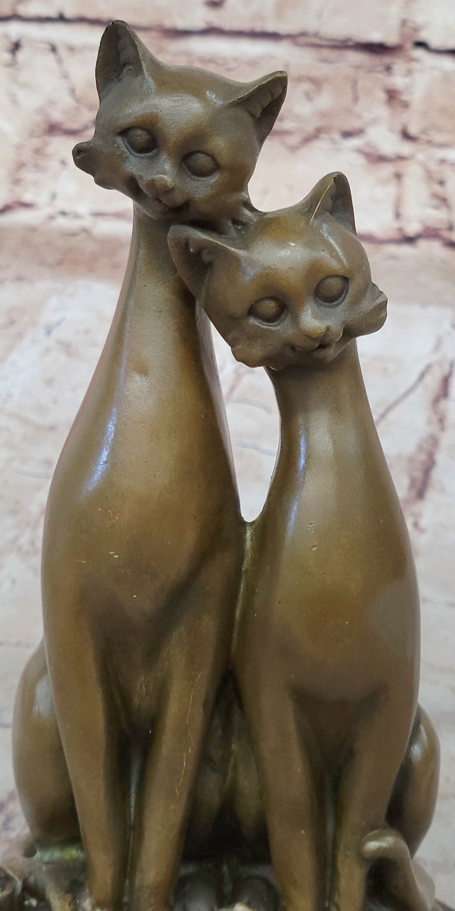 Slender Siamese Cats Kittens Bronze Sculpture 9" x 5"