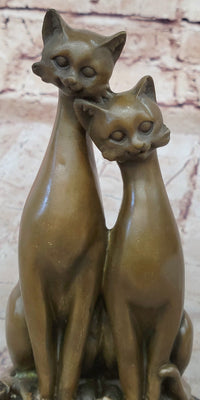 Slender Siamese Cats Kittens Bronze Sculpture 9" x 5"