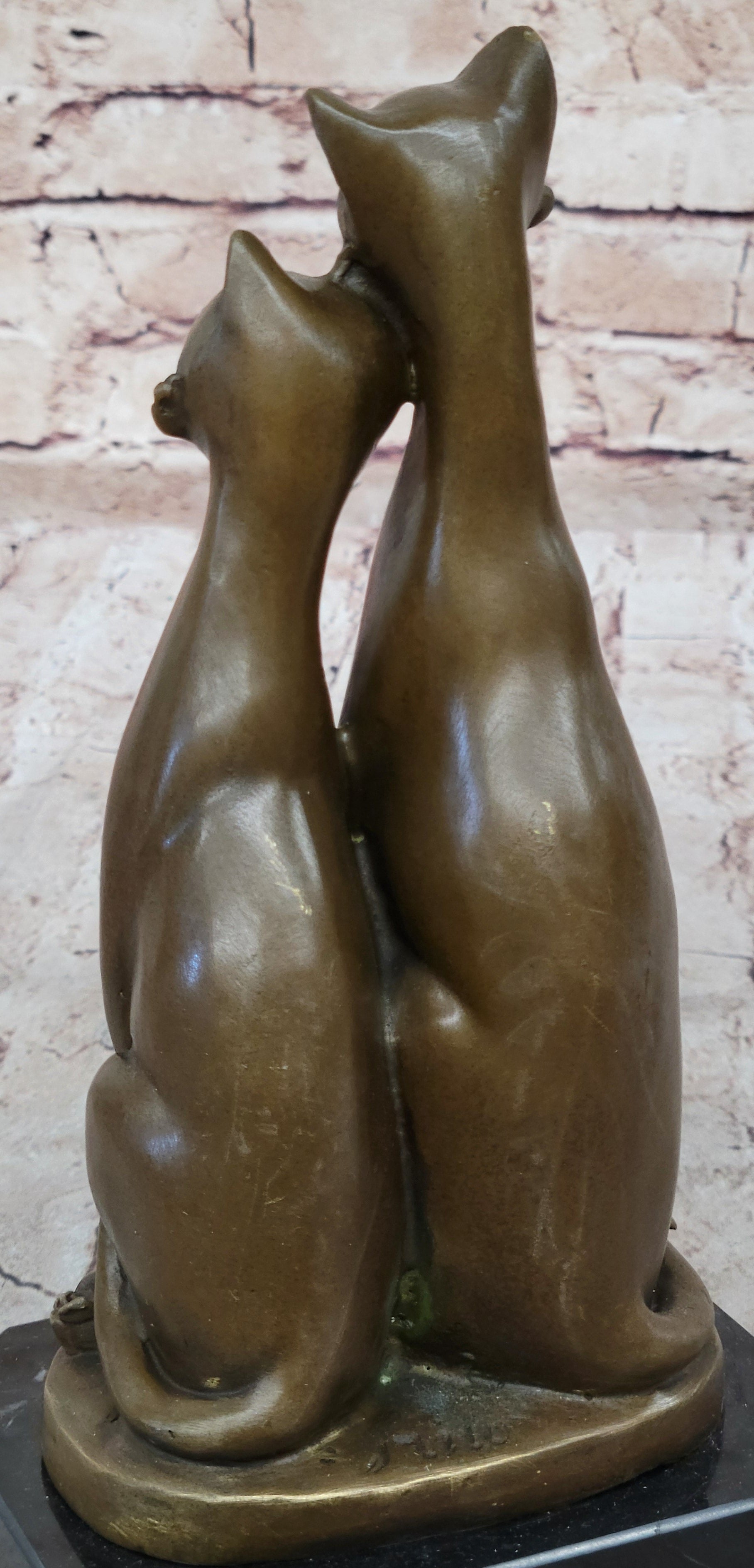 Slender Siamese Cats Kittens Bronze Sculpture 9" x 5"