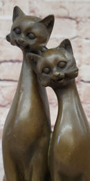 Slender Siamese Cats Kittens Bronze Sculpture 9" x 5"