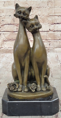 Slender Siamese Cats Kittens Bronze Sculpture 9" x 5"