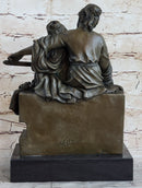 Mother & Daughter Playing Guitar Bronze Sculpture Vintage Art