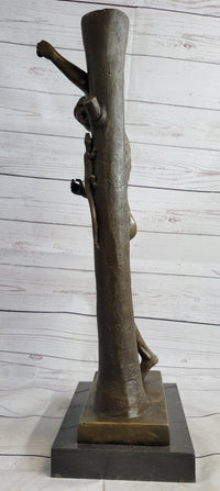 Nude Man Male Leaning Against Tree Bronze Statue Sculpture after Nisini 21" x 9"