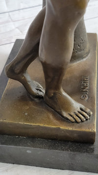 Nude Man Male Leaning Against Tree Bronze Statue Sculpture after Nisini 21" x 9"
