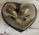 Penguin Family on Heart Shaped Marble Base Bronze 8" x 6"