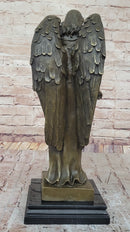 Bronze Angel with Roses – Winged Sculpture