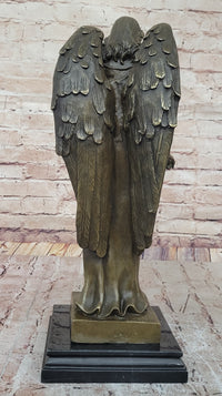 Bronze Angel with Roses – Winged Sculpture