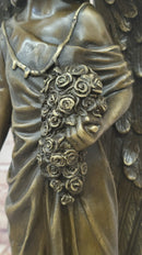 Bronze Angel with Roses – Winged Sculpture