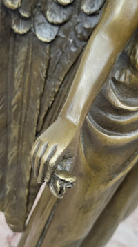 Bronze Angel with Roses – Winged Sculpture